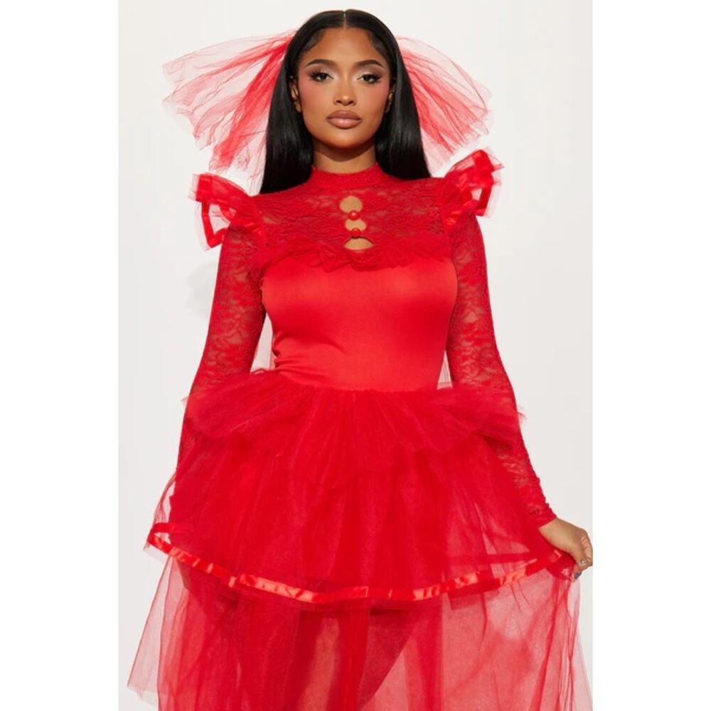 NEW Party King Twisted Bride to Be Beetlejuice Lydia Costume Size XS - Picture 2 of 6